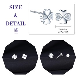MICGIGI Women 925 Sterling Silver Earrings 4 Leaves Cloverleaf Earrings Stud Earrings