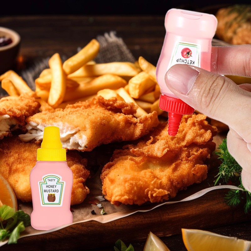 Gjinxi 23ml Mini Ketchup Bottles, 4PCs Small Sauce Squeeze Bottle