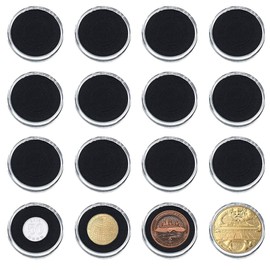 Coin Capsule Coin Holder 20PCS Round 17/20,5/25/27/30/35/40/46mm Black Foam Insert Adjustable Round Coin Case Holder for Commemorative & Silver Dollars