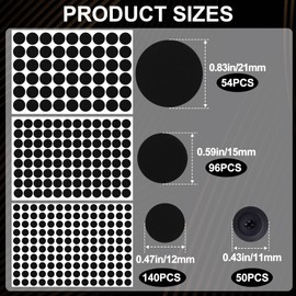 HINZIC 290pcs Screw Hole Cover Stickers, 0.83/0.59/0.47 inch Self Adhesive Dustproof Black Screw Hole Caps for Wood Furniture Cabinet Shelf Wardrobe