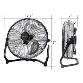 KEN BROWN 20 Inch Pedestal Floor Fan 6000CFM, Oscillating Standing Fan, Adjustable Height, 3 Speeds, Aluminum Blades, Metal Stand Up Fan For Industrial, Commercial, Residential, Shop