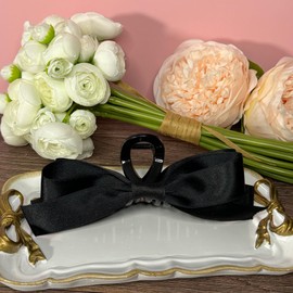 Hair Claw Clips with Satin Bows, Set of 2, Brown and Black