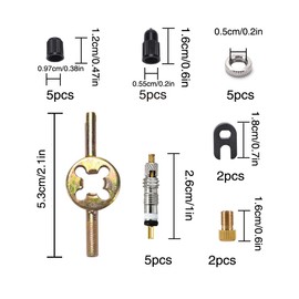 VooGenzek 25 pieces Sclaverand Presta valve core replacement set, valve replacement set, valve adapter, 5 Presta valves, 2 bicycle valve adapters, 2 valve keys, valve cap, 5 rim nut