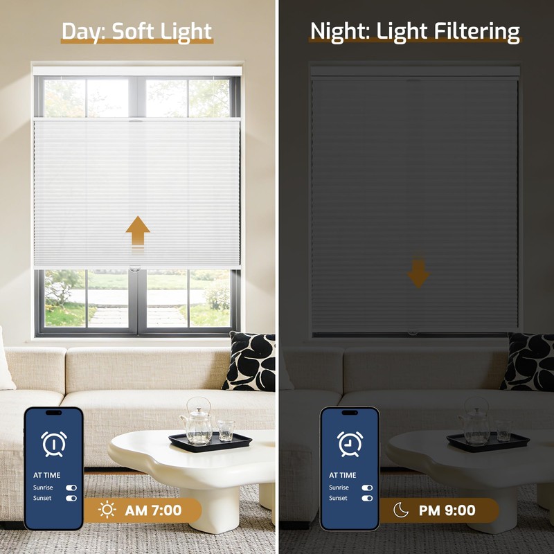 Top Down Bottom Up Cellular Shades Cordless White 34Wx36H