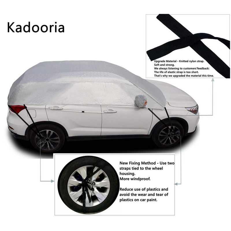 Kadooria Safe View Half Car Cover Top Waterproof/Windproof/Dustproof/Windshield Cover Snow