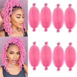 Afro Twist Hair 12 Inch Cuban Twist Hair 8 Packs Kinky Curly Braiding Pink Marley Twist Braiding Hair Synthetic Marley Hair for Soft Locs