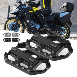 KIMISS Motorcycle Pedal, 1 Pair Motorcycle Safety Footrest CNC Foot Plates Aluminium Alloy Pedals Suitable for DL650 DL1000V-Strom 650XT / 1000XT (Black)