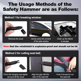 JAGASOL Windows Breaker Seatbelt Cutter, Safe Hammer Glass Breaker, Car Emergency Escape Tool, Car Underwater Safehammer for New Cars
