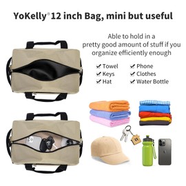 Small Gym Bag Carry On Bag - 12 inch Mini Duffle Bag Lightweight for Overnight Travel 30x20x20cm-Camel