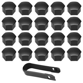 LTMMC 20PCS 17mm Wheel Nut Covers, Black Wheel Nut Caps, Universal Wheel Bolt Covers with Removal Tool