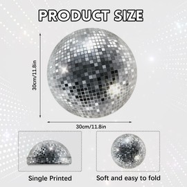 30 PC Disposable Disco Placemats, Silver Decorative Placemats for Birthday, Wedding, Party Table Setting Supplies Decoration