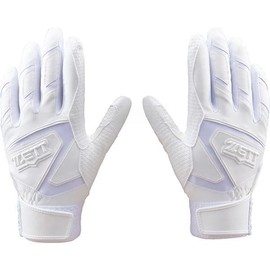 Baseball Zet Gloves, Batting Gloves, Adult, General, Ambidextrous, Impact Zet, Batting Grab, Ambidextrous, High School Baseball, BG19202HS ZETT Baseball Equipment, Swallow Sports (1100), White, M (24