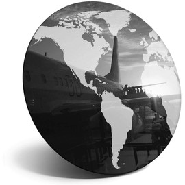 Destination Vinyl ltd Magnet for Refrigerator, Fridge BW - Traveling World Map Airport Lounge for Office, Cabinet and Whiteboard, Magnetic Stickers, 37643