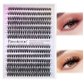 Pawotence Eyelash Extension Kit Cluster Lashes Individual Cluster 9-16mm Lash Extension Kit with Lash Bond and Seal, Lash Tweezers for Self Use,280pcs Individual Eyelashes Kit (30D-40D KIT)