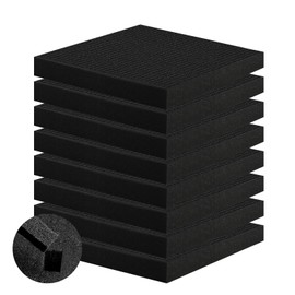 Crafjie 8 Pcs Pick and Pluck Foam 12" L x 12" W x 2" T Polyurethane Pick Apart Foam Insert Pads with Bottom Use for Interlocking Case, Tool Box, Camera, Storage Drawer, Board Box, Black