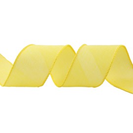 VATIN Linen Wired Ribbon,2-1/2 Inch X 10 Yard,Light Yellow Burlap Wired Ribbon for Big Bow Crafts,Wreaths, Christmas Tree Decoration,Gift Wrapping