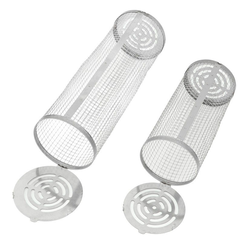 2PCS BBQ Net Tube Stainless Steel Barbecue Grill Basket Rolling