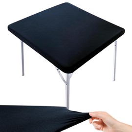 Pack of 2 Milk Silk Black Square Tablecloth, 85 x 85 cm, Outdoor, for Outdoor, Elastic Tablecloth, for Indoor, Outdoor, Picnic, Camping, Parties