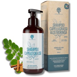 Sebum Regulating Organic Shampoo for Oily Hair Restores pH to Oily Skin Shampoo for Oily Hair 99.5% Natural No SLS ASL - With Moringa, Mallow, Cinnamon - 250ml