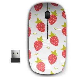 2.4G Ergonomic Portable USB Wireless Mouse for PC, Laptop, Computer, Notebook with Nano Receiver ( Fruit Strawberry On White )