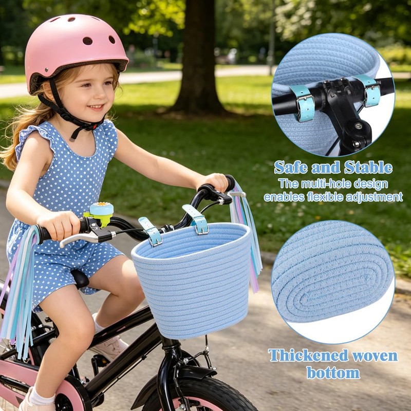 Adiwo Cotton Rope Woven Cycle Basket, Bicycle Basket, Bike Basket