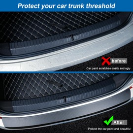 Rear Bumper Guard Protector for Car, Universal Carbon Fiber Scratch-Resistant Non-Slip Trunk Door Entry Sill Protector for Most Cars, Automotive Exterior Accessories, Vehicle Trim Cover Stickers