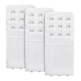 3 Pieces Bra Strap Extenders 3 Hook 3 Row Soft Stretchy Bra Extender Extension Comfortable Women's Brassiere Extenders (White)