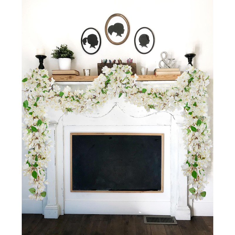 Briful 6ft White Bougainvillea Flower Garland – Artificial Silk Floral