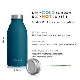 Stainless Steel Water Bottle 350ml, Double Wall Vacuum Insulated, BPA-Free