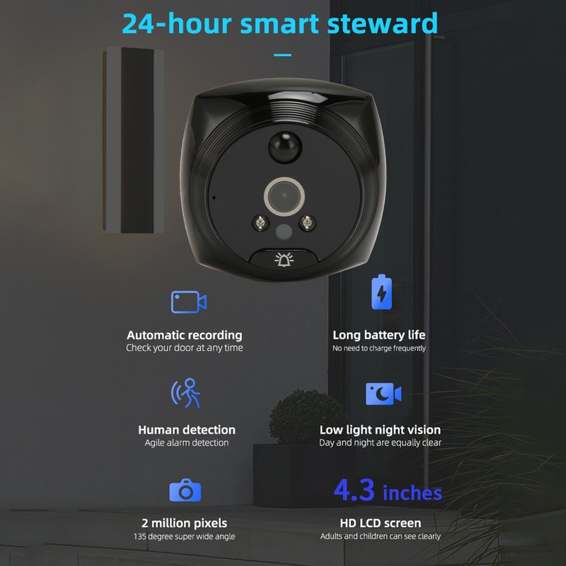 Digital Peephole Doorbell Camera 4.5 Inch Color Screen Night Vision