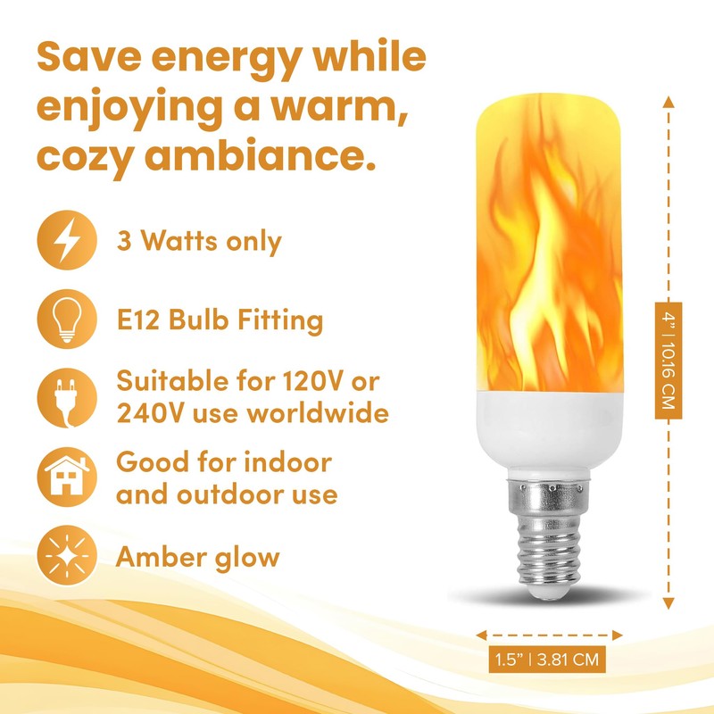Fire Effect T6 T8 E12 LED Fire Candle Light Bulb