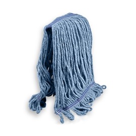KLEEN HANDLER HEAVY DUTY Commercial Mop Head Replacement, Wet Industrial Cotton Looped End String Cleaning Mop Head Refill, Blue Mop, Universal Headband