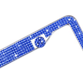 TZARROT Blue Bling License Plate Frame for Women, Diamond Rhinestone License Plate Frame Blue Bling Car Accessories for Women Girls, Bedazzled Sparkly