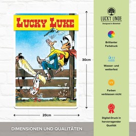 Lucky Luke Tin Sign Comic Series Fans - Western, Cowboy, Wild West Decorative Sign, Humorous Adventure, 20 x 30 cm