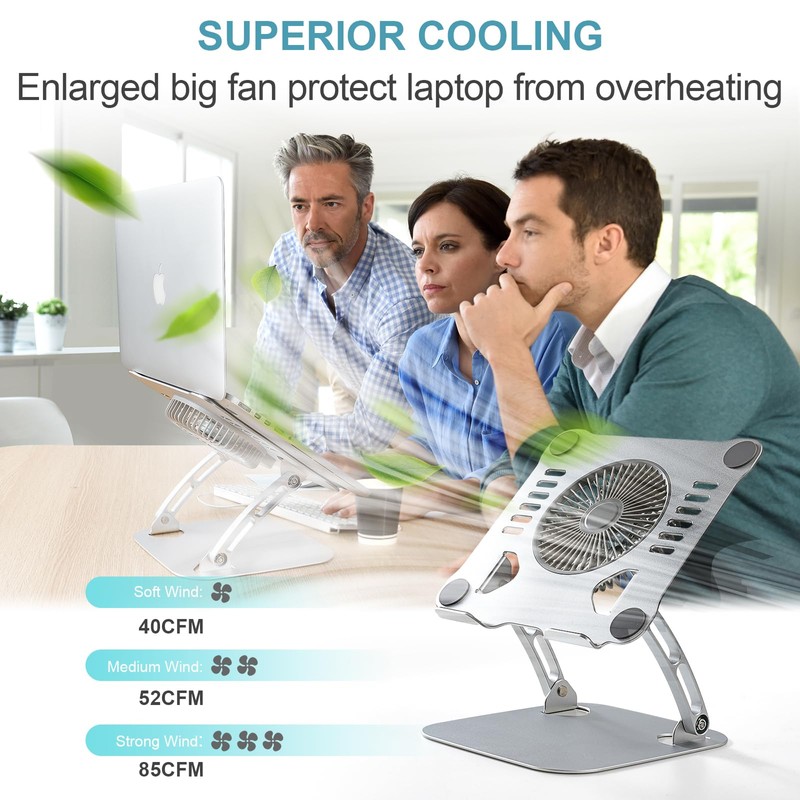 SHUWEI Laptop Cooling Stand with 3 Speed Fan, Adjustable Height