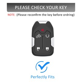 for GMC Leather Key Fob Cover with Keychain,Premium Leather Key Case Protector Compatible with Yukon Tahoe Suburban HYQ1AA (BLACK)