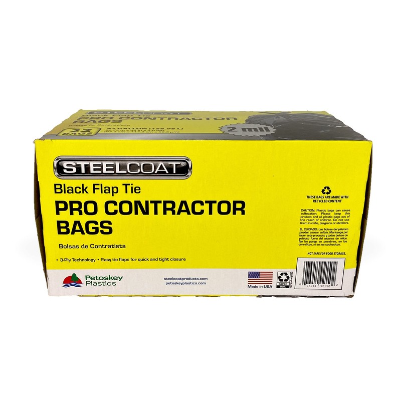 Steelcoat Pro Contractor Flap Tie Trash Bags, 42-gallon, 22-ct, 2