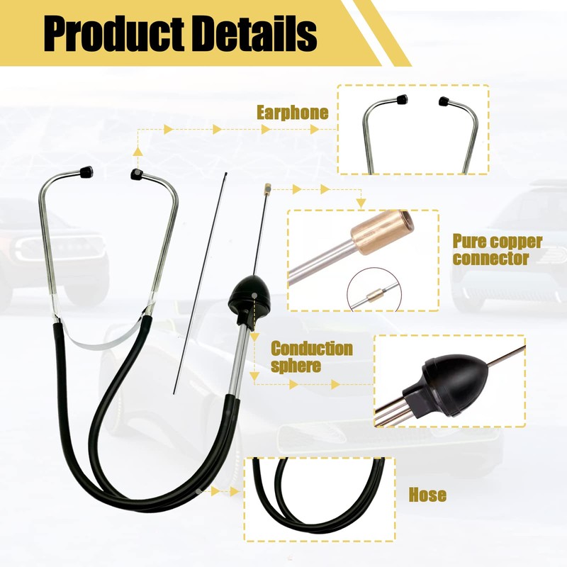 Mechanic Stethoscope, Automotive Engine Diagnostic Sensitive Hearing Tool, Car Stethoscope
