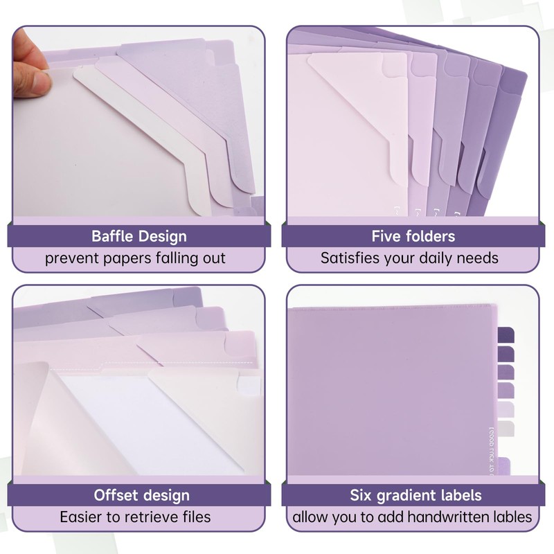 Luxoraiova Pack of 5 A4 Document Wallets, Waterproof Document Folders,