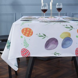 SASTYBALE Easter Tablecloth Floral Pattern Polyester Table Cloth Spill Proof Wrinkle Resistant Table Cover for Kitchen Dining Parties Tabletop(Oblong, 60" x 102" (8-10 Seats)