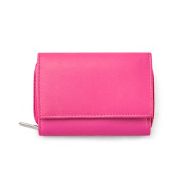 Woodland Leathers Small Ladies Purse, Genuine Leather RFID Protected Purses for Women, Card Wallet for Women with Coin Pocket and ID Window (Pink)