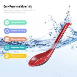 12 Pcs Asian Soup Spoons Hook Soba Noodle Ramen Spoon Chinese Won Ton Soup Asian tableware for Home Kitchen Restaurant