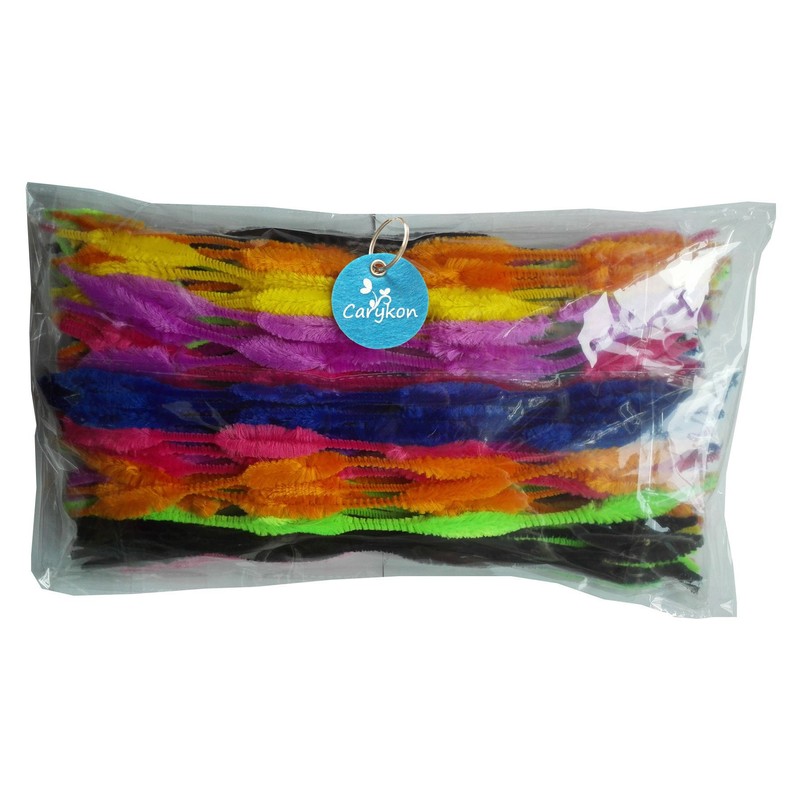 Carykon Pack of 100 Pipe Cleaners Fuzzy Bumpy Chenille Stems