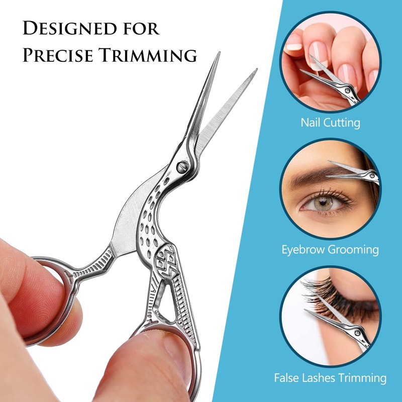 2-Pack Curved & Rounded Stork Scissors, Stainless Steel Professional Beauty
