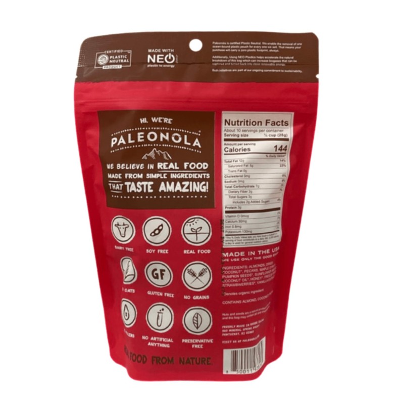 Paleonola – Grain Free Granola Strawberry Flavor – Non-GMO, Grain,