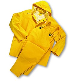 West Chester 4035FR Polyester Rain Suit [Yellow] X-Large, 0.35 mm PVC Coating, Limited Flammability, Flame Resistant Suit