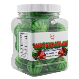 FirstChoiceCandy Jelly Filled Gummies - Assorted Flavor Gummy Filled Candies - Filled With Fruit Jams - 20 Pieces In Resealable Jar (Watermelon)