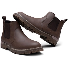 Jousen Men's Boots Casual Mens Slip On Boots Ankle Chelsea Boots for Men (AMY8400A darkbrown 11)