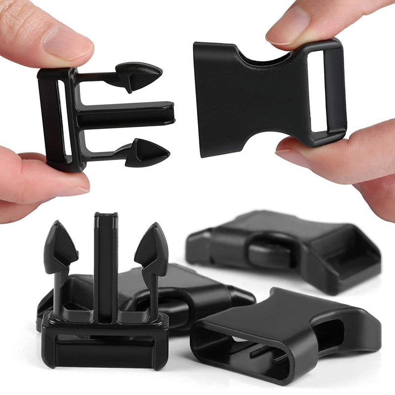 YQBOOM 3/8 Inch, 20 Pack Black Plastic Side Release Buckle