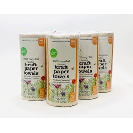 Natural Value 100% Recycled Brown Kraft Paper Towel 4pk, 2ply Quilted 120 Full sized sheets (11inx9in) A+ by NRDC, No Dyes, Ink, Frangrance, No Chlorine Bleach, Made with continuously recycled water